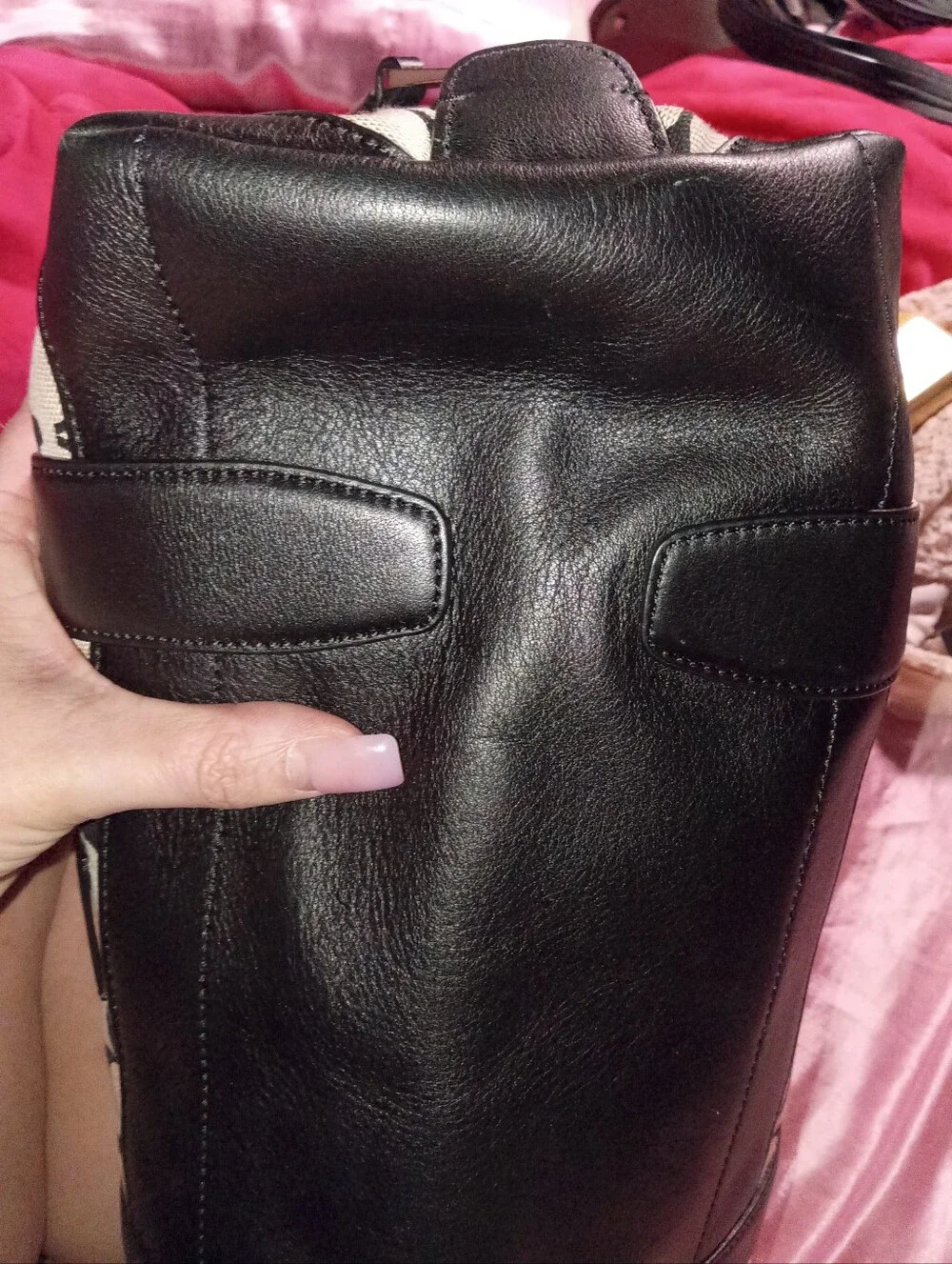 COACH Signature Canvas Satchel in Black and Tan
